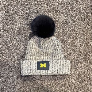 Love Your Melon Michigan Wolverine's Cuffed Knit Hat With Pom - OS